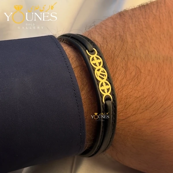 دستبند طلا چرم مردانه L160
